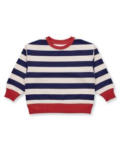 Girls Sweater, Model DARI, Navy-white stripes, Front part