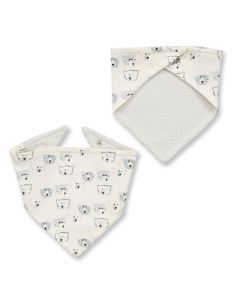 Reversible Dribble Bib, Model BIB, Bear faces print on white / Stripes, All