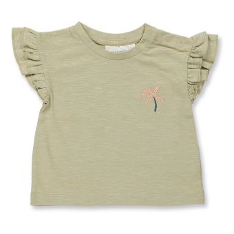 Baby T-Shirt, Modell ADA, Helles Schilfgrün mit Palme, Vorderansicht