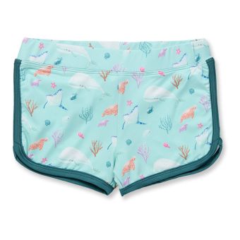 Girls bikini shorts, Model TUBA, Sea life print on ice green, Front part